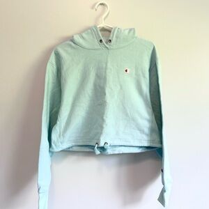 Cropped Style Mint Green Champion Hoodie